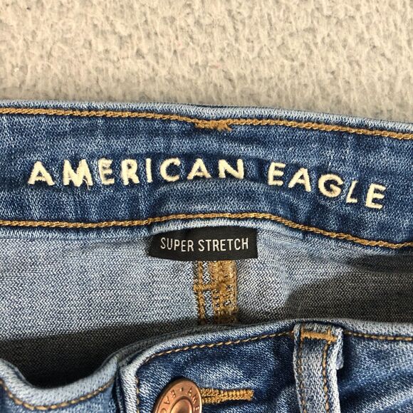 American Eagle Jeans Womens 8 Blue Next Level Stretch Jeggings Distressed Grunge - Picture 3 of 10